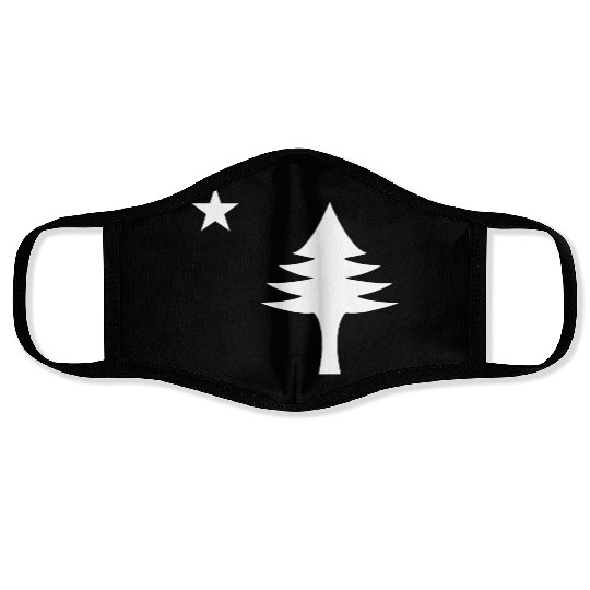 Pine tree and star 1901 flag of Maine State Face Masks