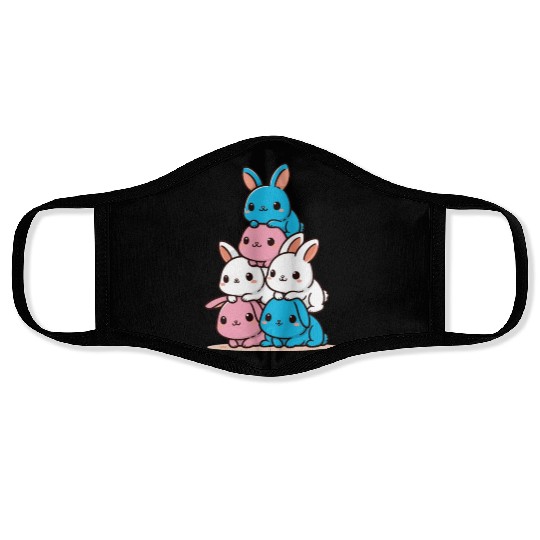 Bunnies Transsexual Flag Pride Month Cute Bunny Face Masks