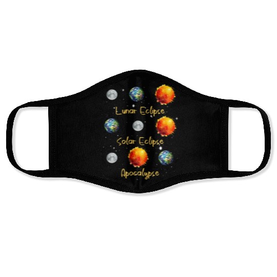 Lunar Eclipse Solar Eclipse and Apocalypse Face Masks