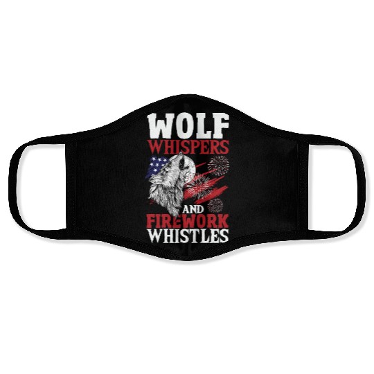 Howling Wolf White Stars Red Stripes American Face Masks