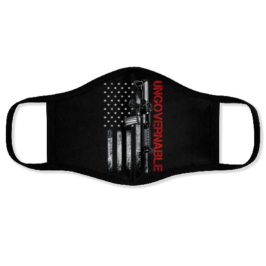Ungovernable Become Ungovernable American USA FLag Face Masks