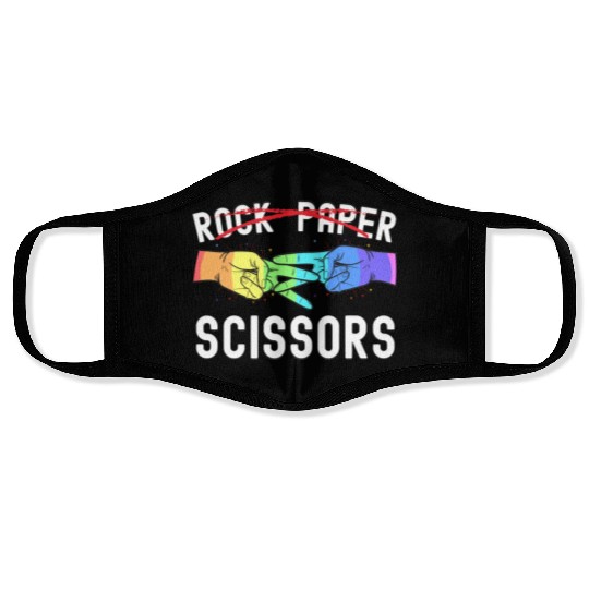 Lesbian Pride Rock Paper Scissors Funny LGBTQ Face Masks