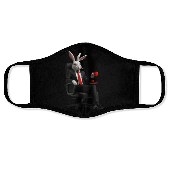 Rabbit In Suit Face Masks