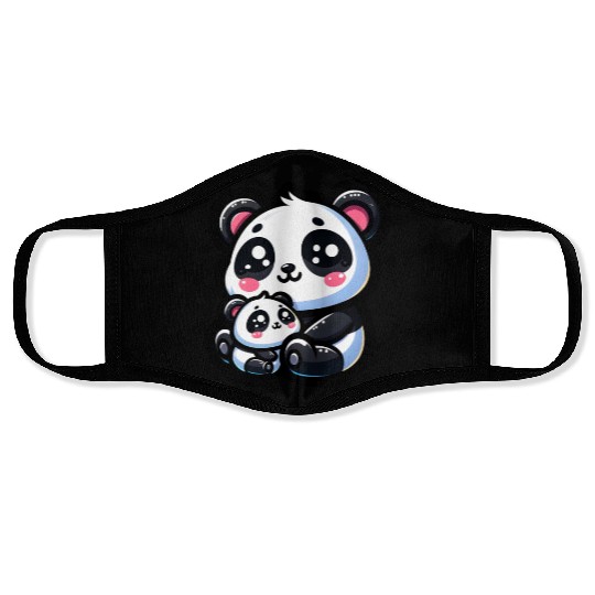 Proud Mother Panda With Her Cub for Mother's Day Face Masks