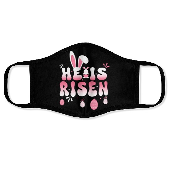 He Is Risen Easter Celebration Theme Bunny Eggs Face Masks