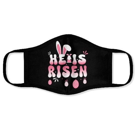 He Is Risen Easter Celebration Theme Bunny Eggs Face Masks