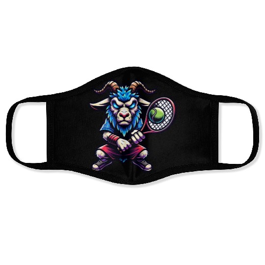 Goat Tennis Player Court Match Design Face Masks