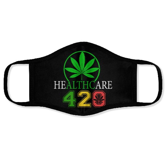 Silly 420 Healthy Herb Weed Marijuana Design Face Masks