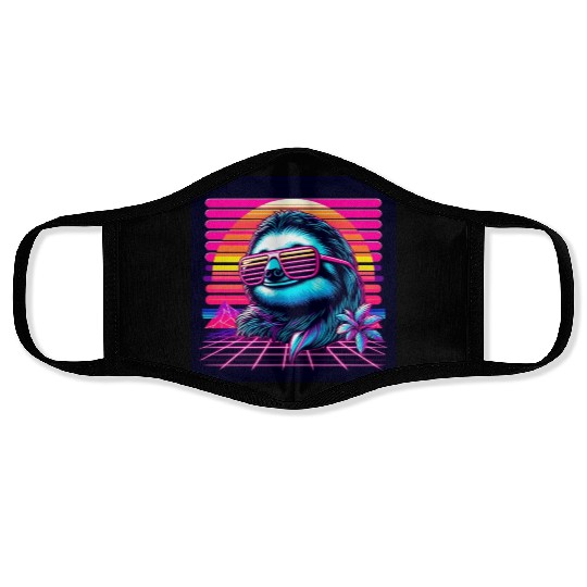 Synthwave Retro 80's Sloth Face Masks