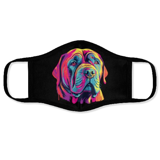Watercolor Colorful Neapolitan Mastiff Face Masks