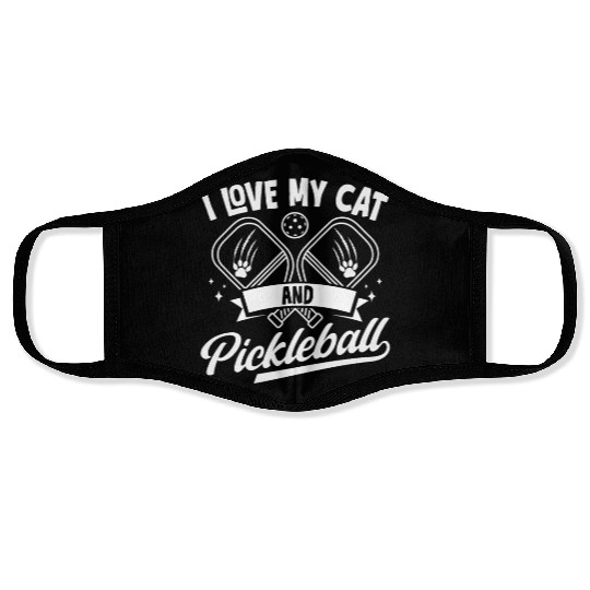I Love My Cat and Pickleball Player Face Masks