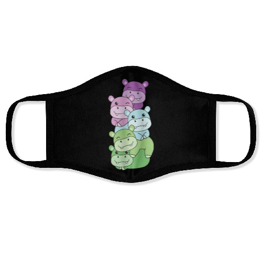 Toric Flag Pride Lgbtq Cute Hippo Face Masks
