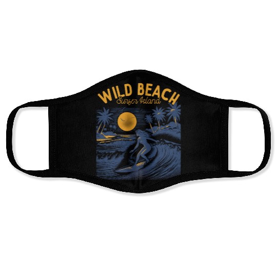 Wild Beach Surfer Island Face Masks