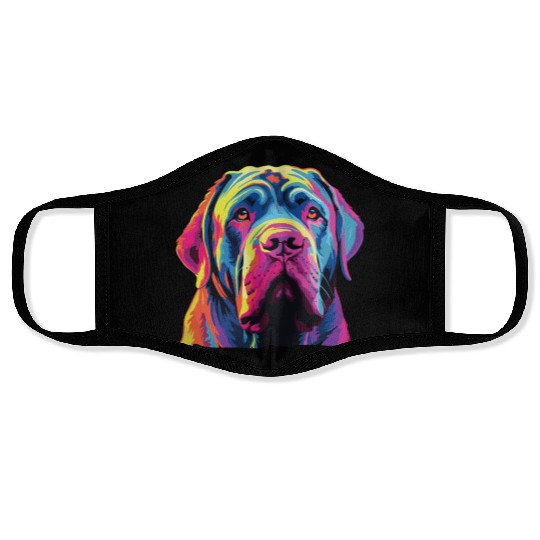 Watercolor Colorful Neapolitan Mastiff Face Masks