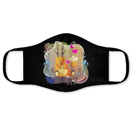 Design BEER ? Bear Love Beer? Deer Flower Animal Face Masks