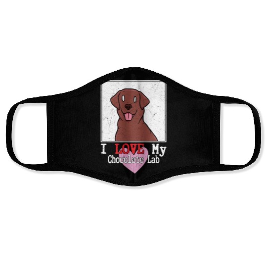 I Love My Chocolate Lab Owner Labrador Retriever Face Masks