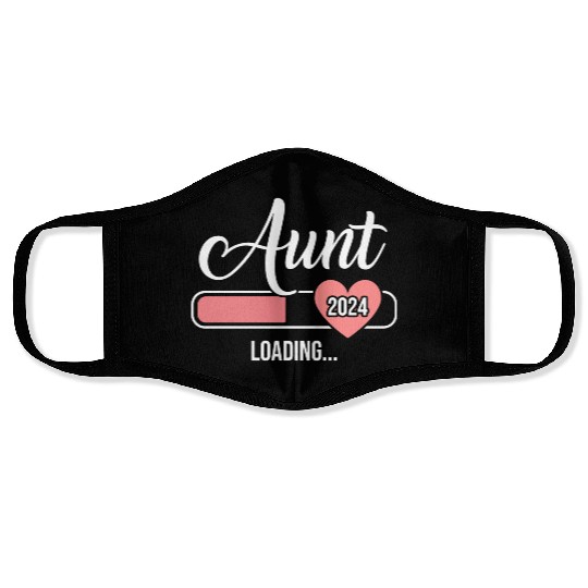Aunt 2024 loading bar for soon to be auntie Face Masks