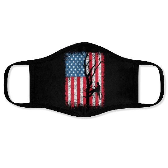 American Flag Arborist Gift For Men Cool Tree Love Face Masks