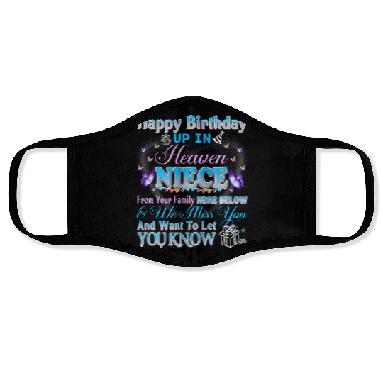 Happy Heavenly Birthday Up In Heaven My Niece Face Masks