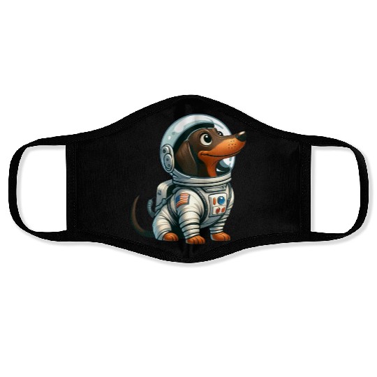 Dachshund Astronaut in Space Adventure Face Masks