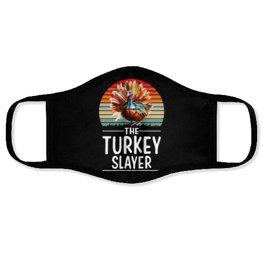 Vintage Retro Turkey Slayer Sunset Hunting Turkey Face Masks