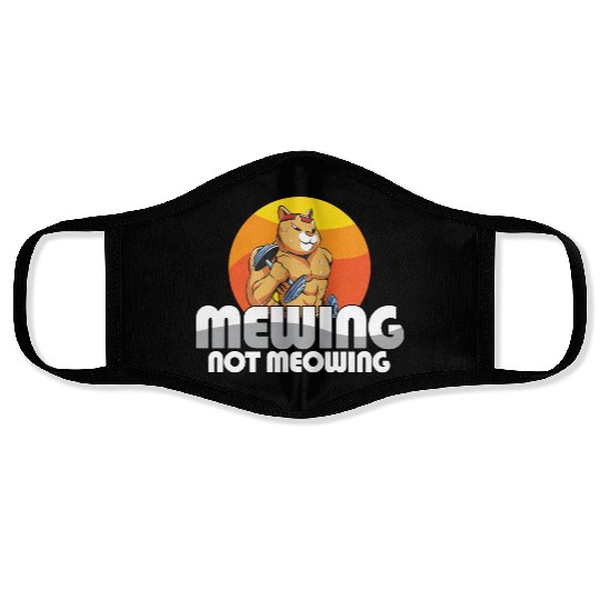 Funny Cat Meme Mewing Not Meowing Jawline Face Masks