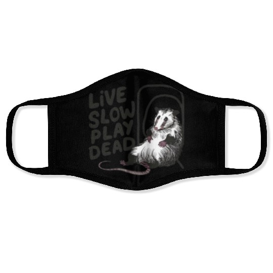 Funny Possum Live slow play dead Street Cat Face Masks