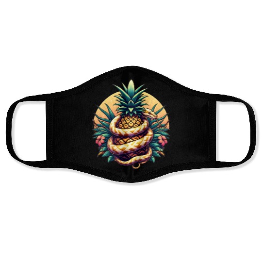 Python around pineapple Face Masks