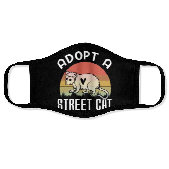 Adopt A Street Cat Funny Opossum Vintage Face Masks