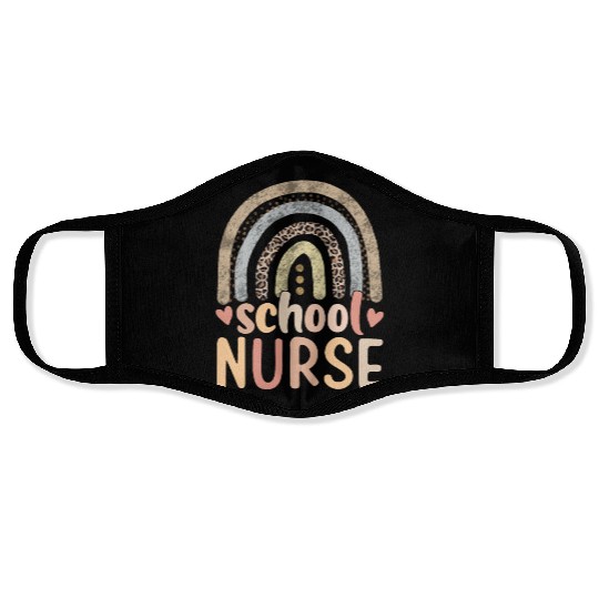 Rainbow Leopard Print School Nurse Back To School Face Masks