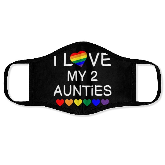 I Love My 2 Aunties Pride Baby Gay Aunt Toddler Face Masks