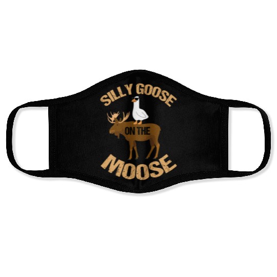 Silly Goose On The Moose Pun Geese Lover Face Masks