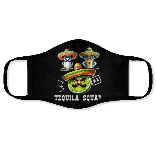 Cinco De Mayo Fiesta Tequila Squad Lime Number One Face Masks