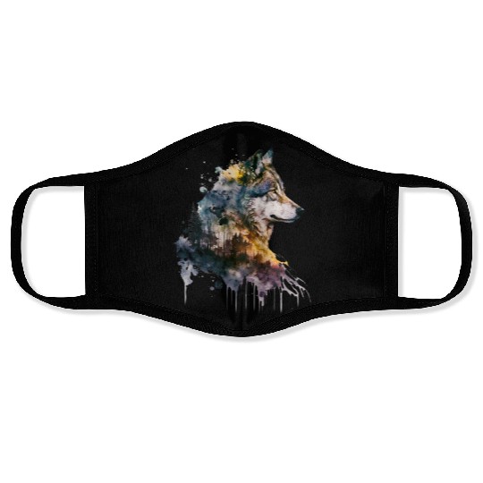Wolf Print, Cosmic Wolves, Animal Print, Cosmos Face Masks