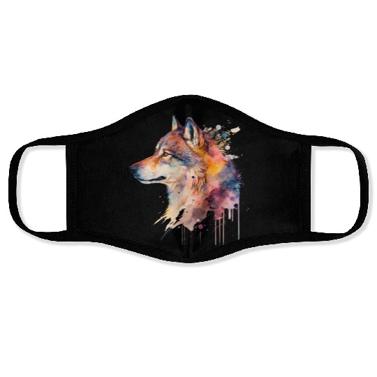 Wolf Print, Cosmic Wolves, Animal Print, Cosmos Face Masks