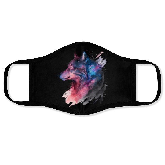 Wolf Print, Cosmic Wolves, Animal Print, Cosmos Face Masks