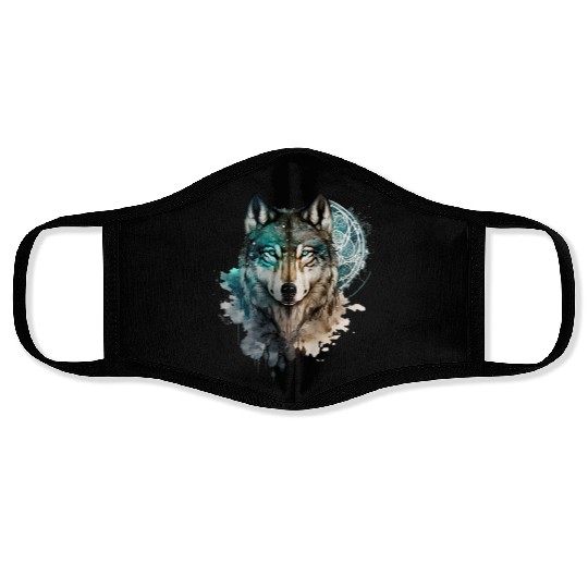 Wolf Print, Cosmic Wolves, Animal Print, Cosmos Face Masks