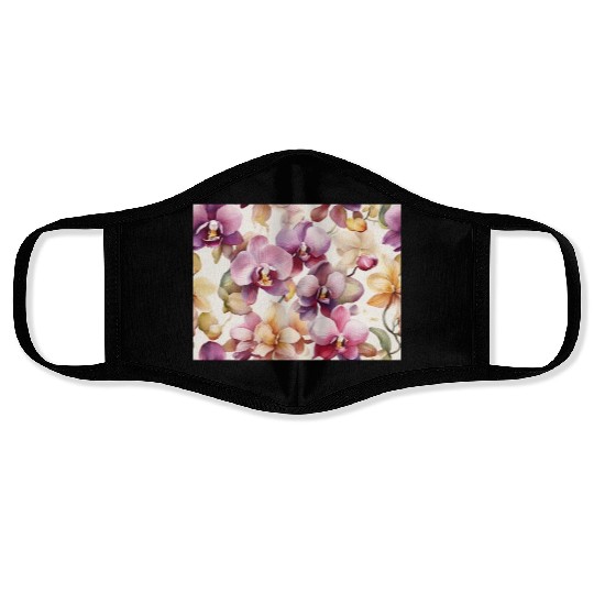 Sweet Watercolor Orchid Art Face Masks