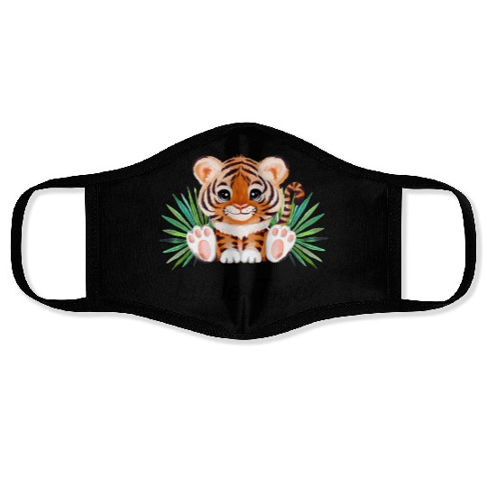 Cute animal little tiger. Face Masks