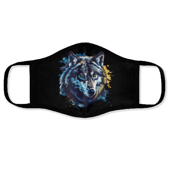 Alpha Wolf Paint Splash Face Masks