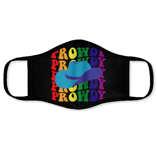 Prowdy Gay Lesbian Howdy Cowboy LGBTQ Pride Groovy Face Masks