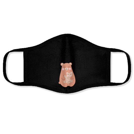 Peach Cute Mom And Baby Bear Mother s Day Card 4 Face Masks