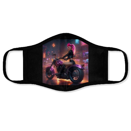 Girl on Bike Face Masks