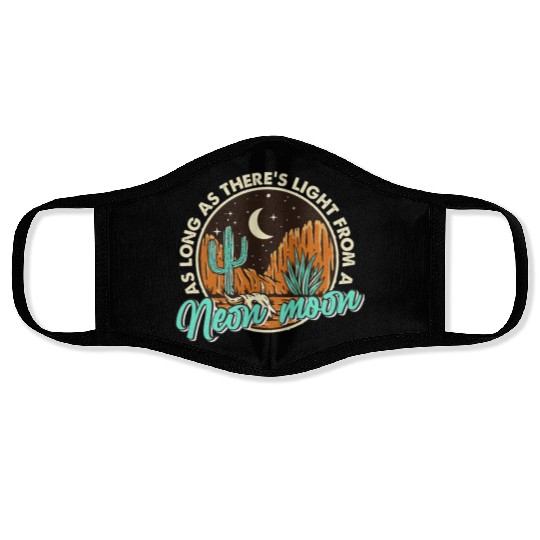 Neon Moon Cactus Country Mountain Western Cow Face Masks