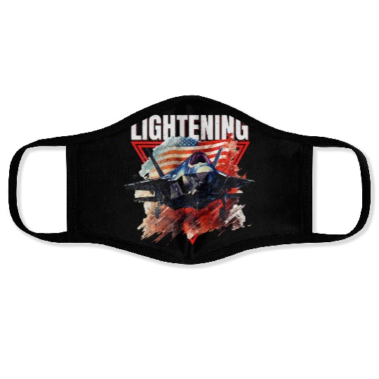 F35 Lightning Fighter Jet Plane Veteran Military Face Masks