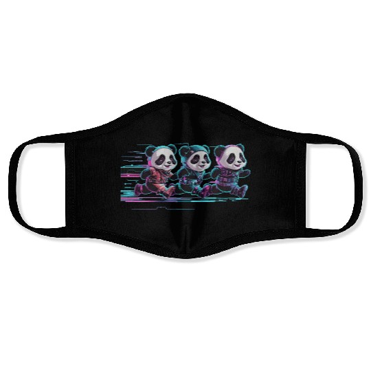 funny panda running with a joyful Face Masks