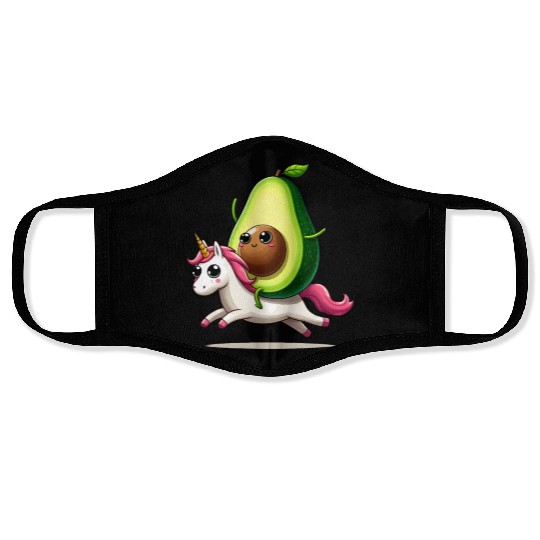 Avocado on unicorn Face Masks