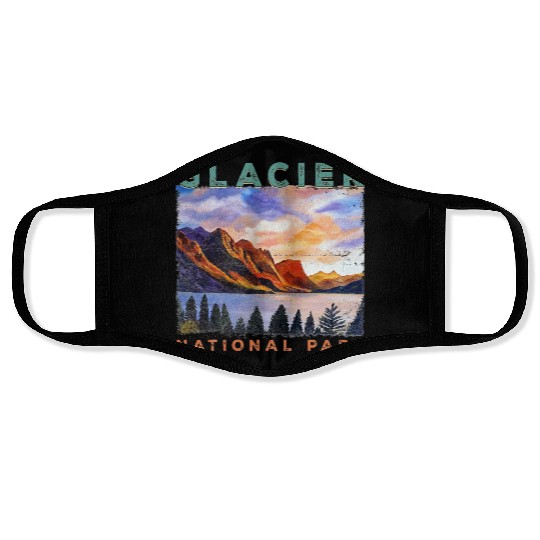 Glacier National Park Retro US Montana Parks Face Masks