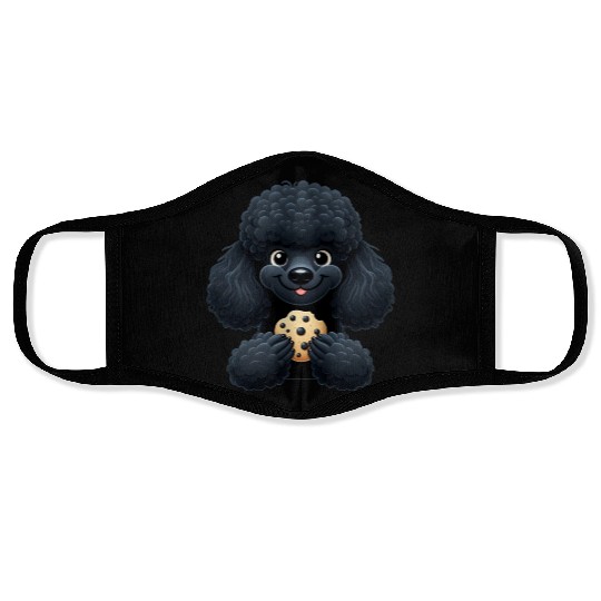 Black Poodle with Cookie Sweet Design Face Masks