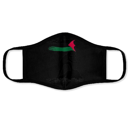 free palestine standing flag silhouette Face Masks